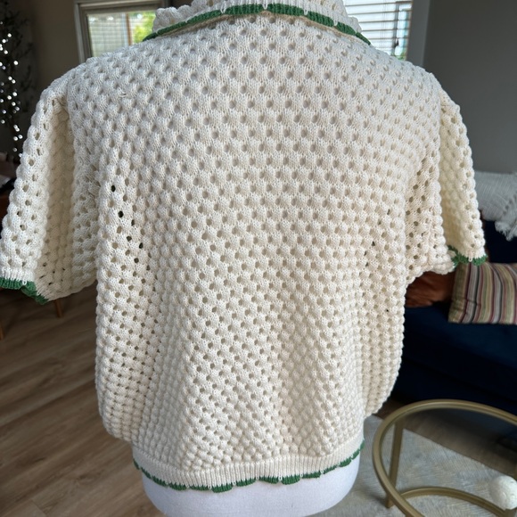 Crochet preppy twee open weave short sleeve cardigan - Picture 2 of 4